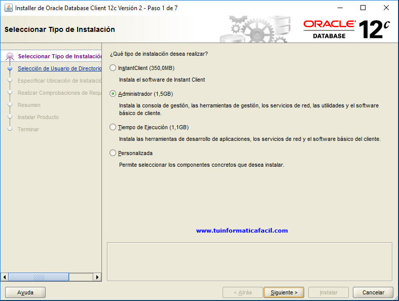 Paso 1 - Seleccionar el Tipo de Instalación