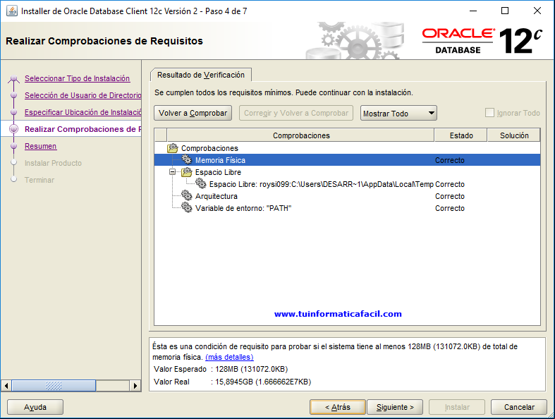 Paso 4 - Comprobaciones de requisitos.