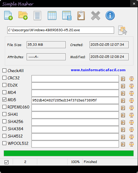 Como usar Simple Hasher para obtener verificación integridad de archivos