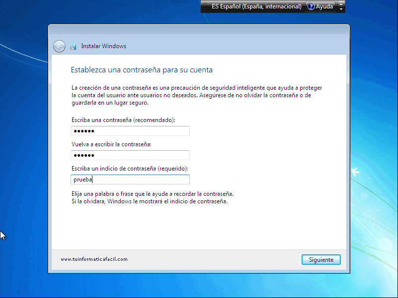 Instalación Windows 7