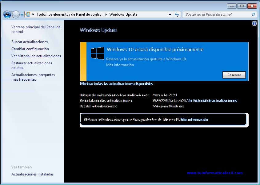 Actualizar Windows 10 desde ventana Windows Update